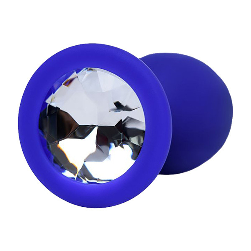 Синяя силиконовая анальная пробка 7см с прозрачным кристалллом ToyFa ToDo Brilliant 357012