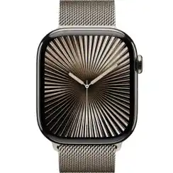 Apple Watch Series 10, 46 мм, корпус из титана цвета «титановый бежевый», спортивный ремешок цвета «миланская петля» бежевый S/M (MC7Q4)
