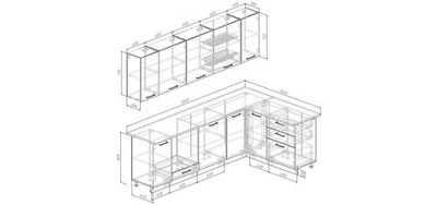 Кухонный гарнитур угловой Изумруд 2600х1600 столешница 26 мм