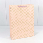 Пакет подарочный 31х42х12см Фигуры и узоры "Ромб" (Розовый)