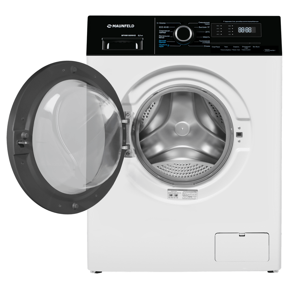 Стиральная машина c инвертором и паром  MAUNFELD MFWM106IWHD 6 кг.