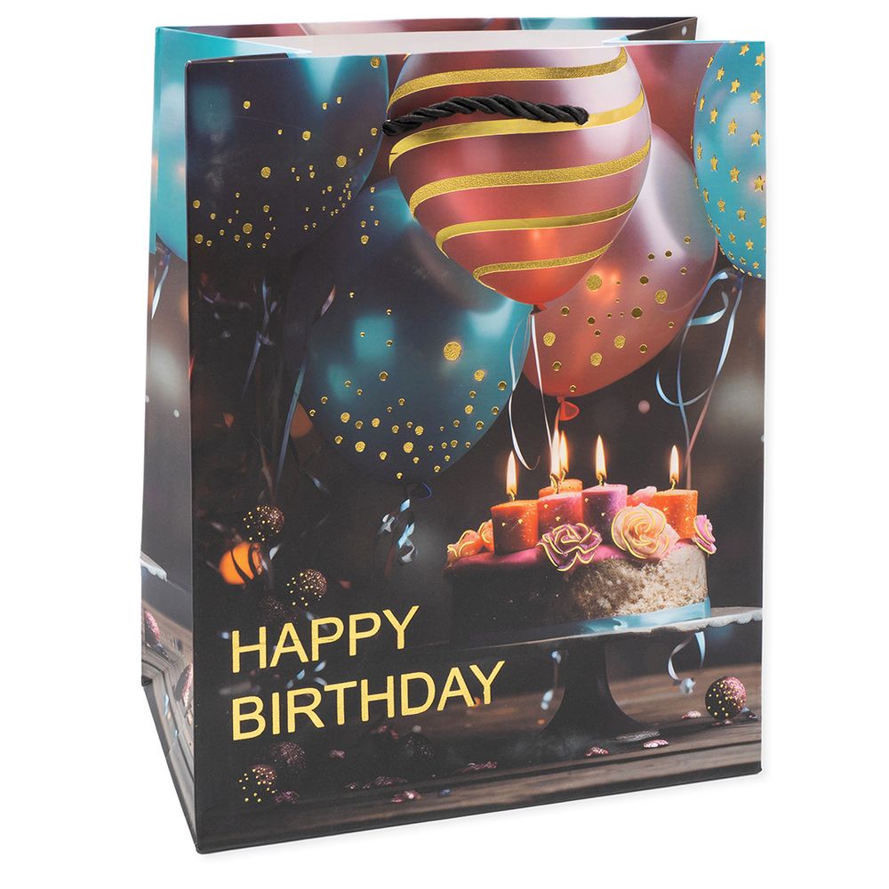 Пакет подарочный, Фееричный день рождения, Дизайн №2, Металлик, 23*18*10 см, 1 шт.