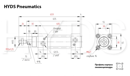 CP96SDB40-500C Пневмоцилиндр