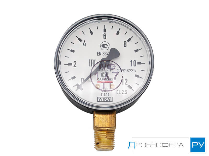 Манометр для компрессора 2,5 бар (0,25 МПа) радиальный R 1/4" диаметр 62 мм арт. M063-R02,5