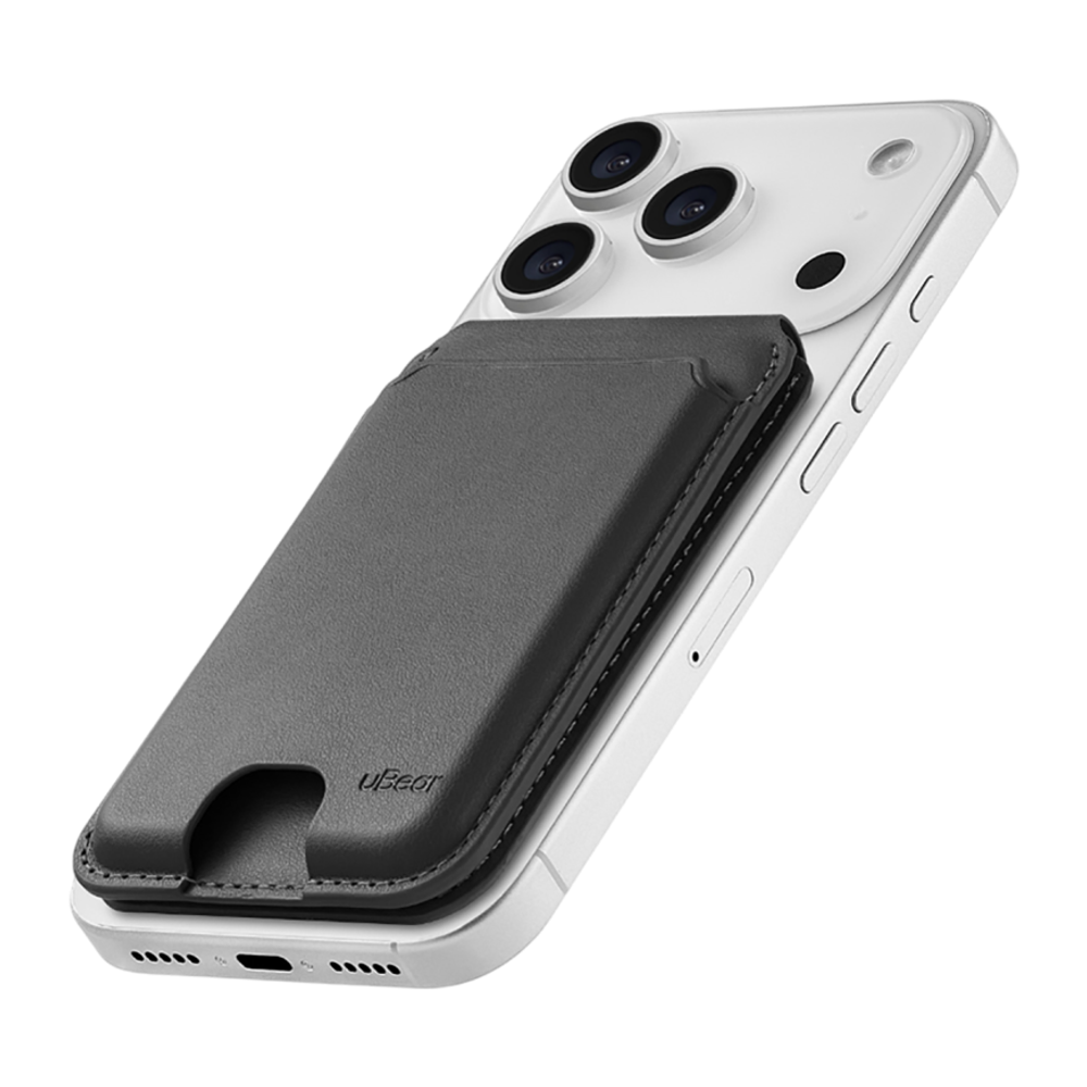 Кожаный чехол-бумажник MagSafe с подставкой uBear Fold Geo Гибридный картхолдер из полиуретановой кожи. Работает с приложением Apple «Локатор». Вмещает до девяти карт