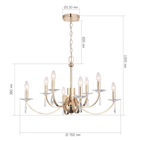 SL1405.203.08 Люстра подвесная ST-Luce Латунь/Латунь, Прозрачный E14 8*40W ELEGANCE