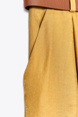 ZARA ШИРОКИЕ БРЮКИ ИЗ АТЛАСА С РЕМНЕМ, ЗОЛОТИСТЫЙ