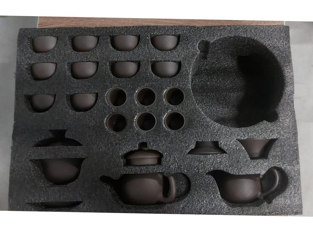 242140.2 Сервиз ИСИН "Сиши" чай-к, гайвань, 10 пиал, сливник, 6 ст-в, сито, керамика БЕЗ КОРОБКИ