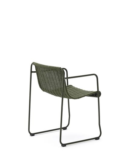 Стул Maurina из зеленой оцинкованной стали и зеленой веревки