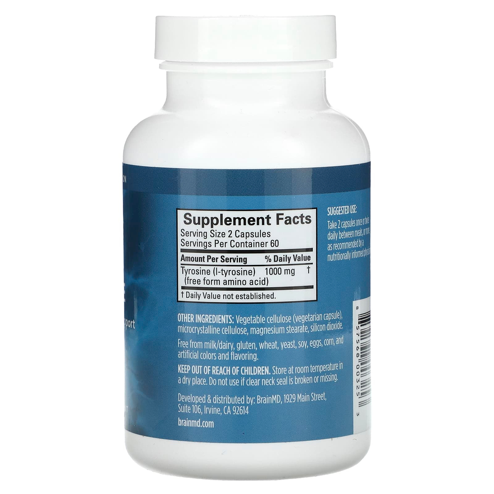 BrainMD, Тирозин, 120 капсул (500 мг в каждой капсуле)