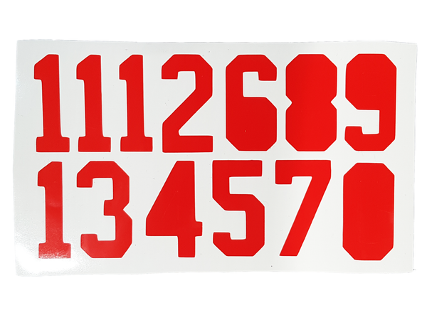 TSP Цифры самоклеющиеся на шлем, набор 26 шт. от 0 до 9 (высота 5 см) (Red)