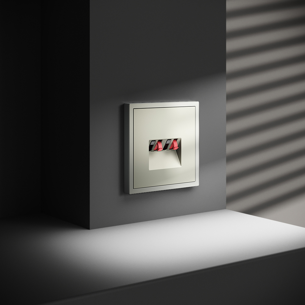 Розетка акустическая встраиваемая VOLTUM S70 4-местная, (сталь)