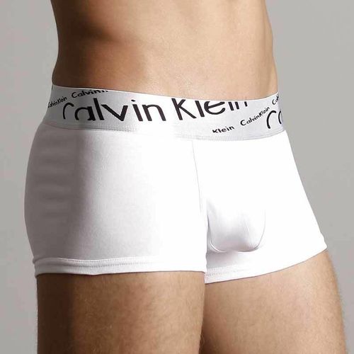 Мужские трусы боксеры белые с косой резинкой Calvin Klein Steel Boxer Italics White