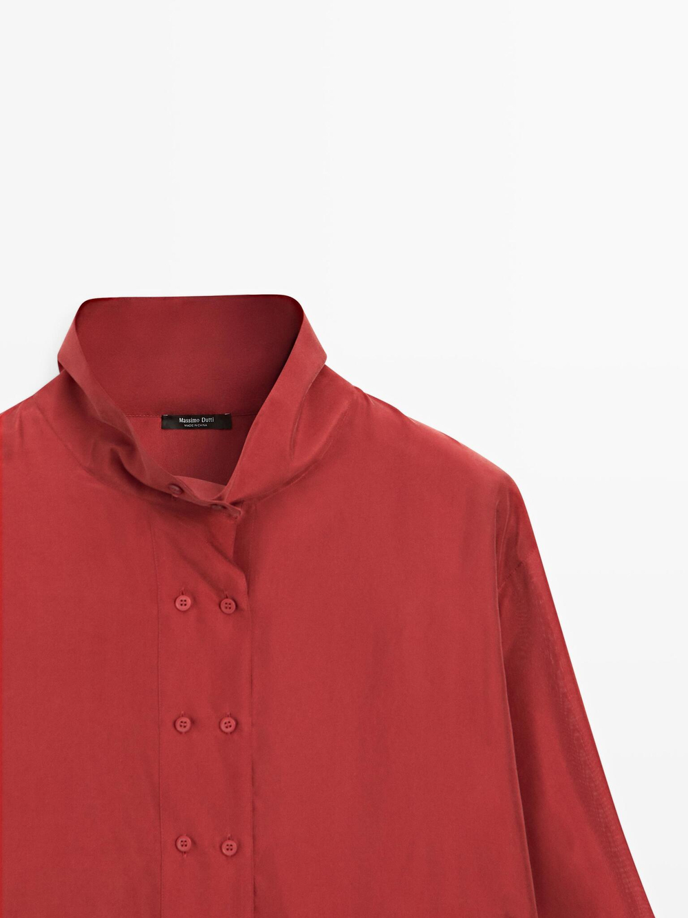 Massimo Dutti Рубашка из 100% шелка с пуговицами, темно-розовый