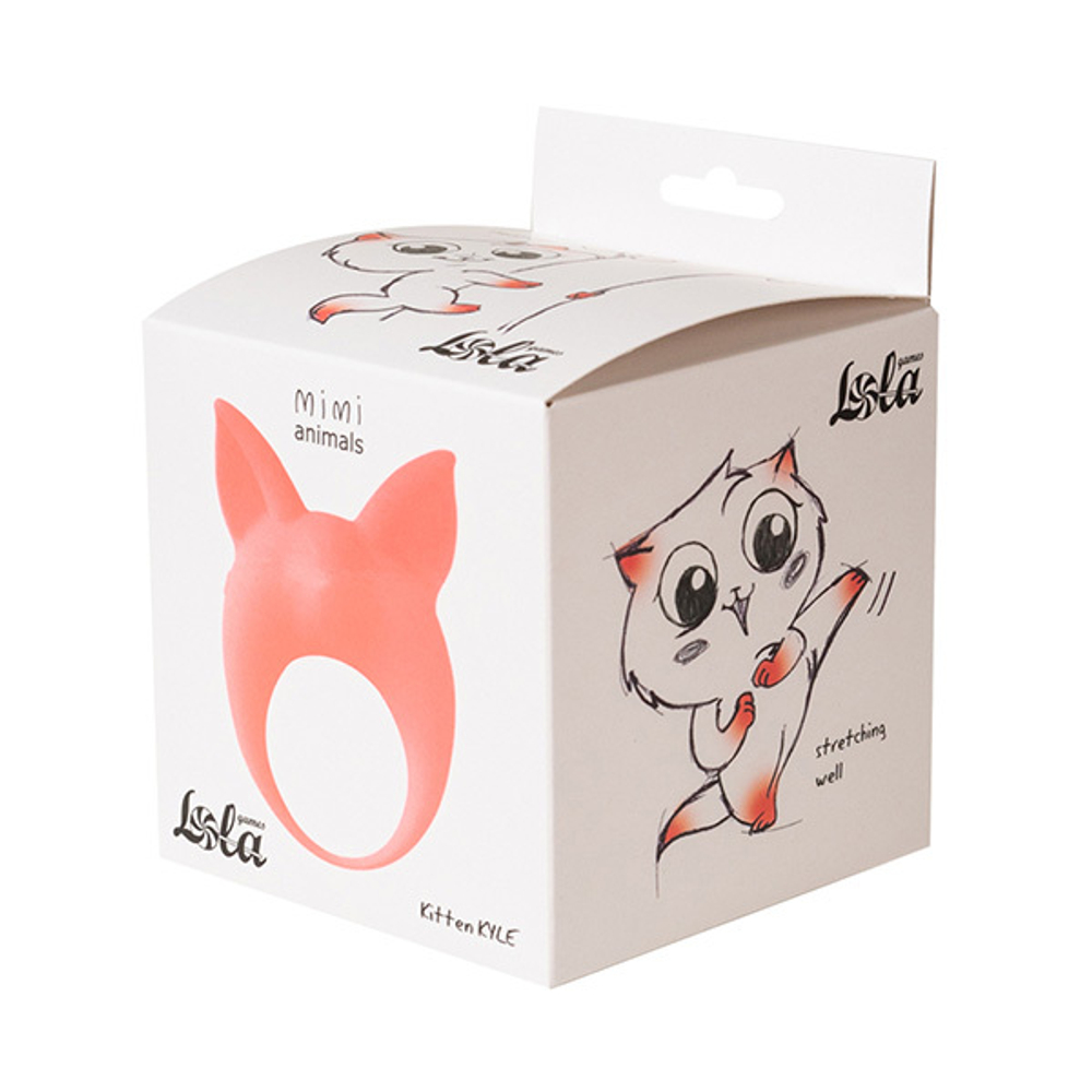 Оранжевое эрекционное кольцо 3,5см с вибрацией Lola Games Mimi Animals Kitten Kyle Orange 7000-21lola