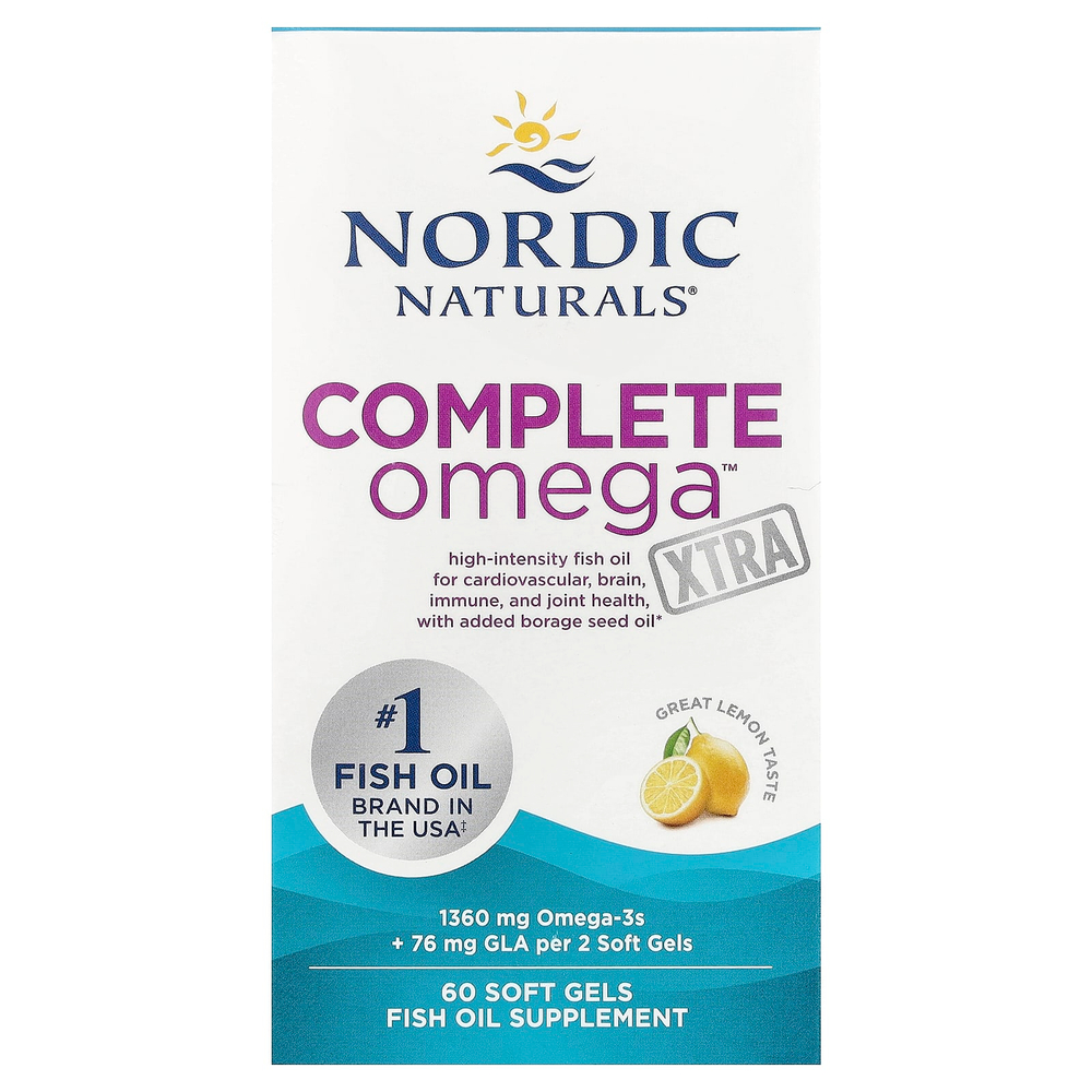 Nordic Naturals, Complete Omega Xtra, со вкусом лимона, 60 капсул (680 мг в 1 капсуле)