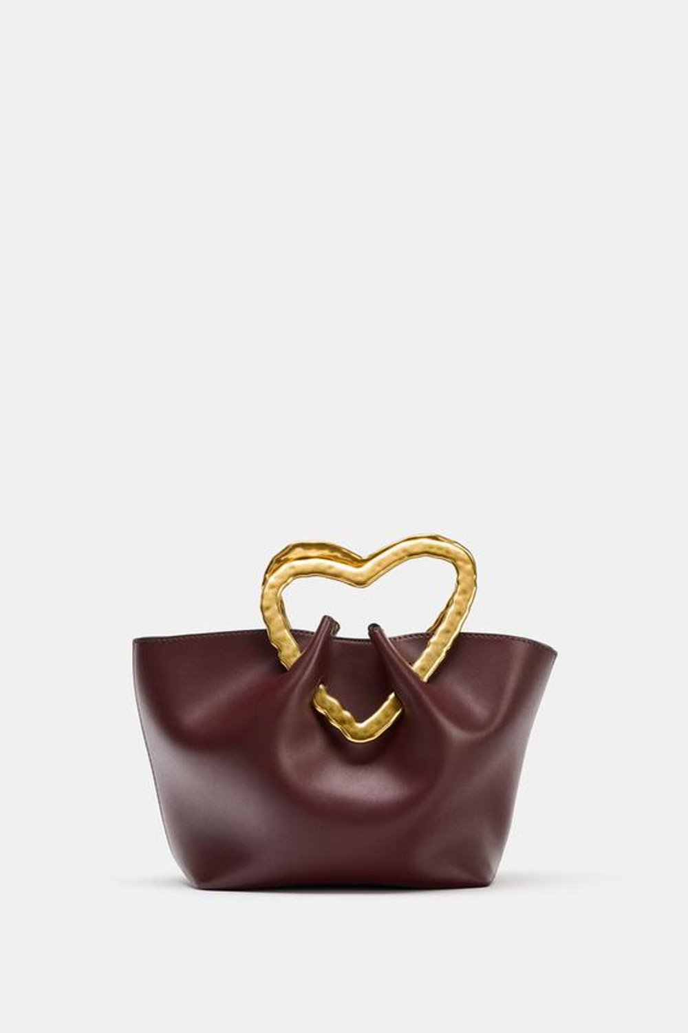 ZARA СУМКА С МЕТАЛЛИЧЕСКОЙ РУЧКОЙ, БОРДОВО-КРАСНЫЙ