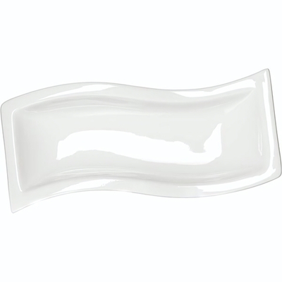 Блюдо «Кунстверк» прямоугольное волна;фарфор;,H=25,L=260,B=100мм;белый (Цвет: белый)