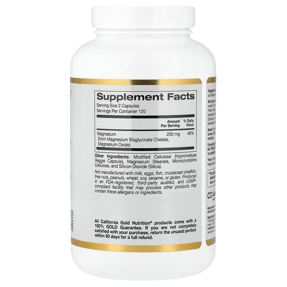 California Gold Nutrition, хелат бисглицината магния, Albion TRAACS®, 240 растительных капсул (100 мг в 1 капсуле)