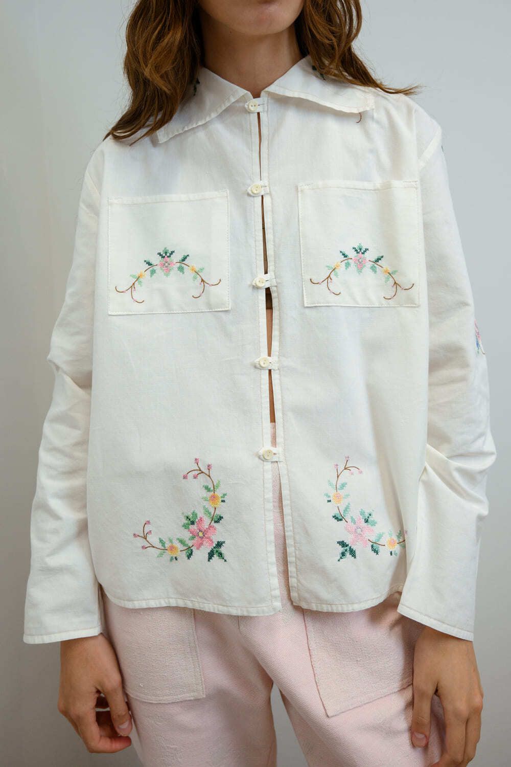 Рубашка Soeurs с Тонкой Вышивкой Крестиком белая