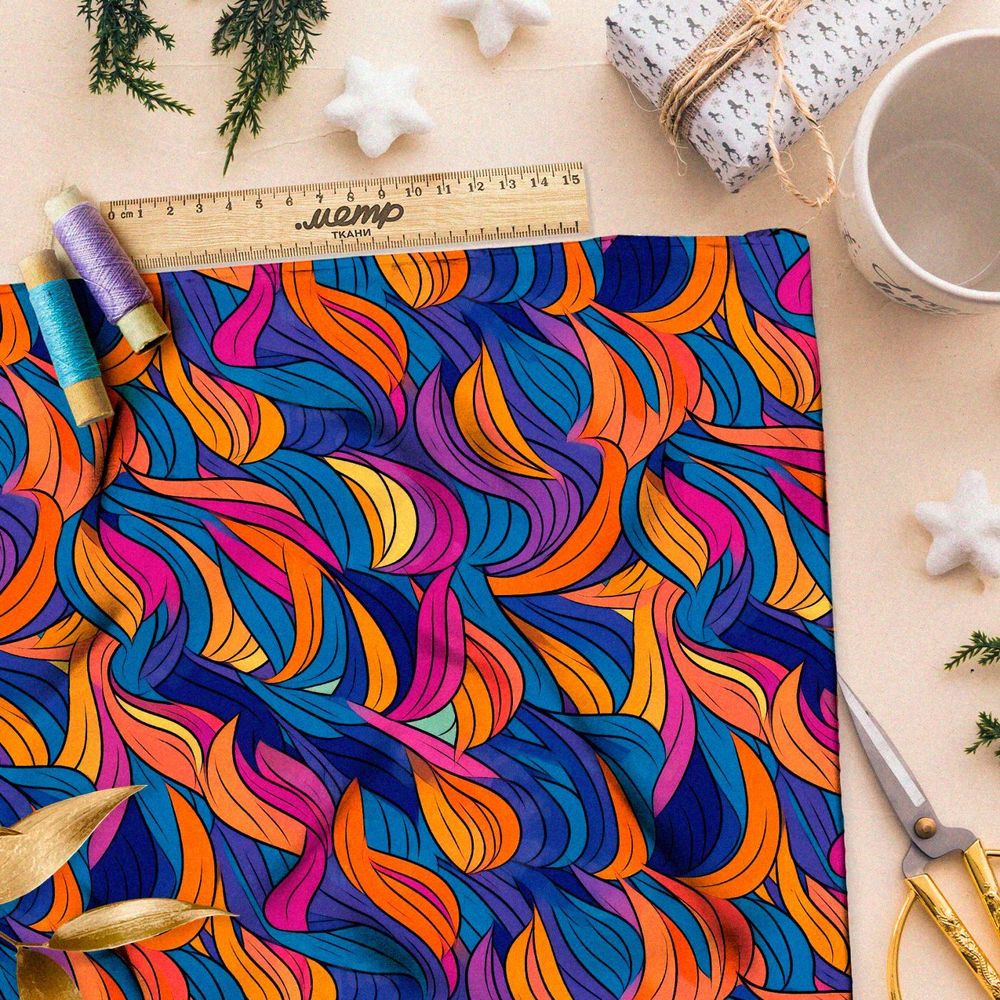 Ткань премиум шифон волшебные рисунки фантазии