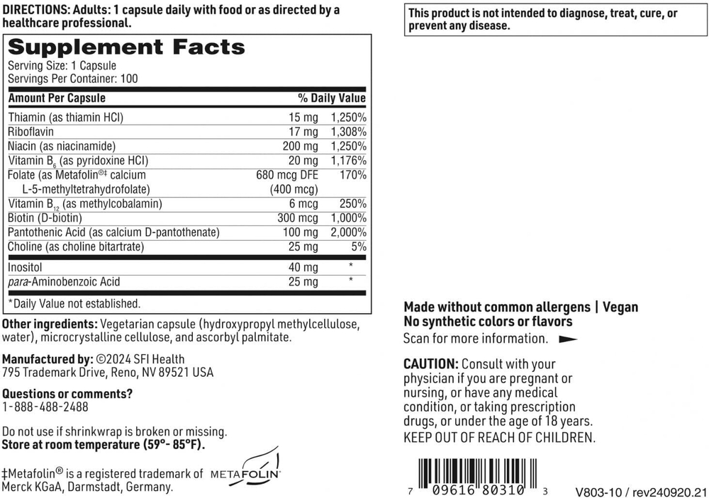 Klaire Labs - B Complex Plus - 100 capsules