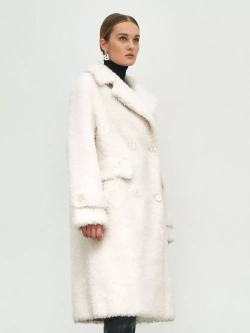 Шуба из шерсти мериноса чебурашка, белая, SilverFox