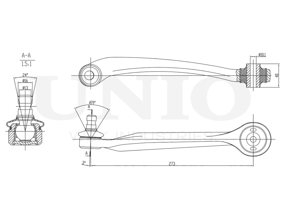 Рычаг подвески поперечный передний верхний левый UNIO SSP-40039