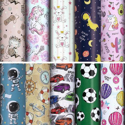 Бумага упаковочная 70x100см. "Snow Fun" 10 дизайнов в ассорт. (Золотая сказка)