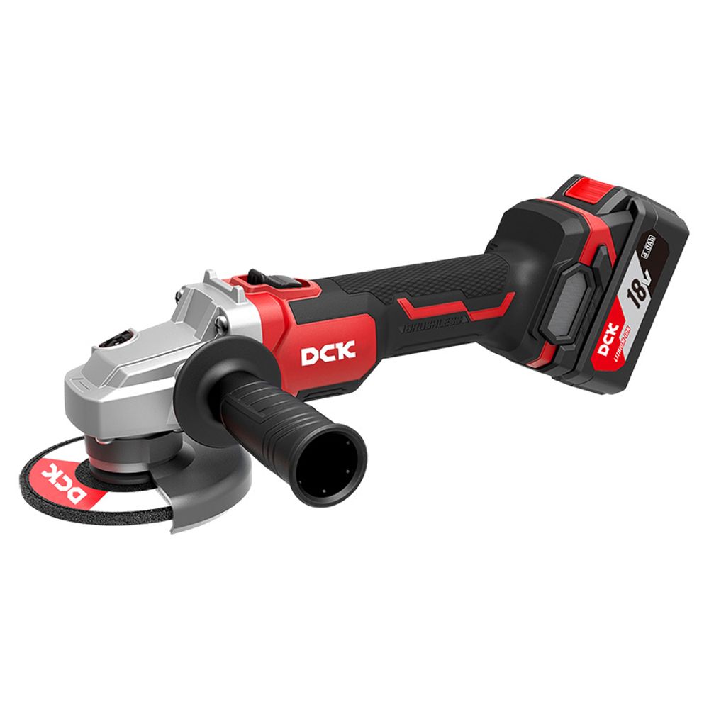 DCK (KDSM03-125(TYPE FK)) Машина шлифовальная угловая аккумуляторная бесщеточная, 18В, 125мм, 2*5А/ч, кейс