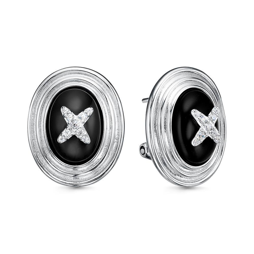 Серьги "Пуговицы" с чёрным ониксом