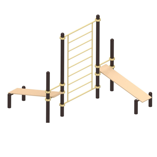 Спортивный комплекс №63, две скамьи для пресса и шведская стенка, 3340*2970*2700 мм., D=89 мм.