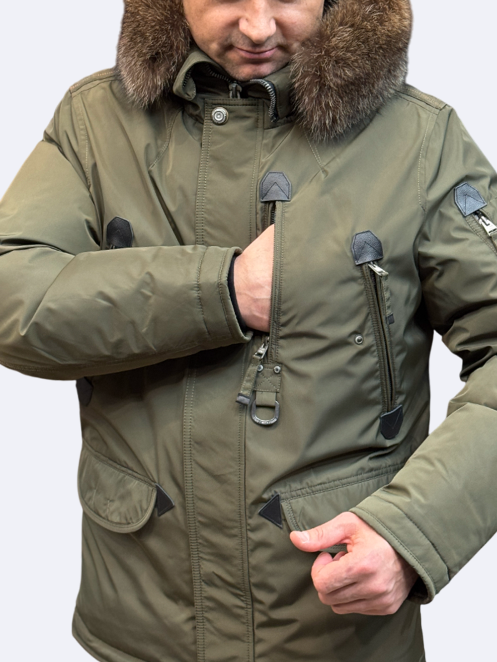 Пуховик зимний хаки