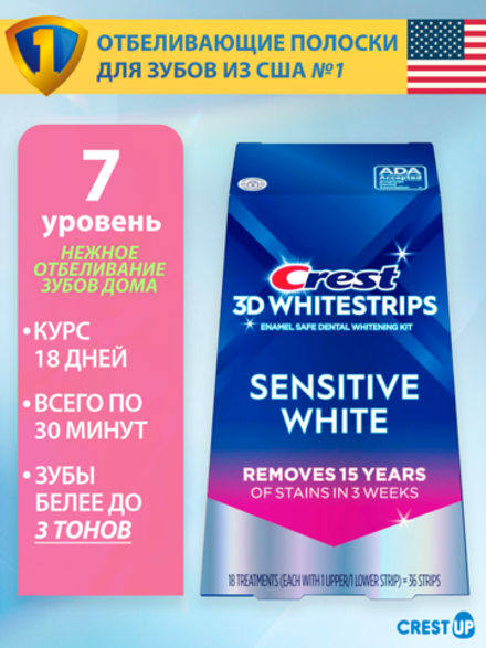 Отбеливающие полоски для зубов Crest 3D Whitestrips Sensitive White