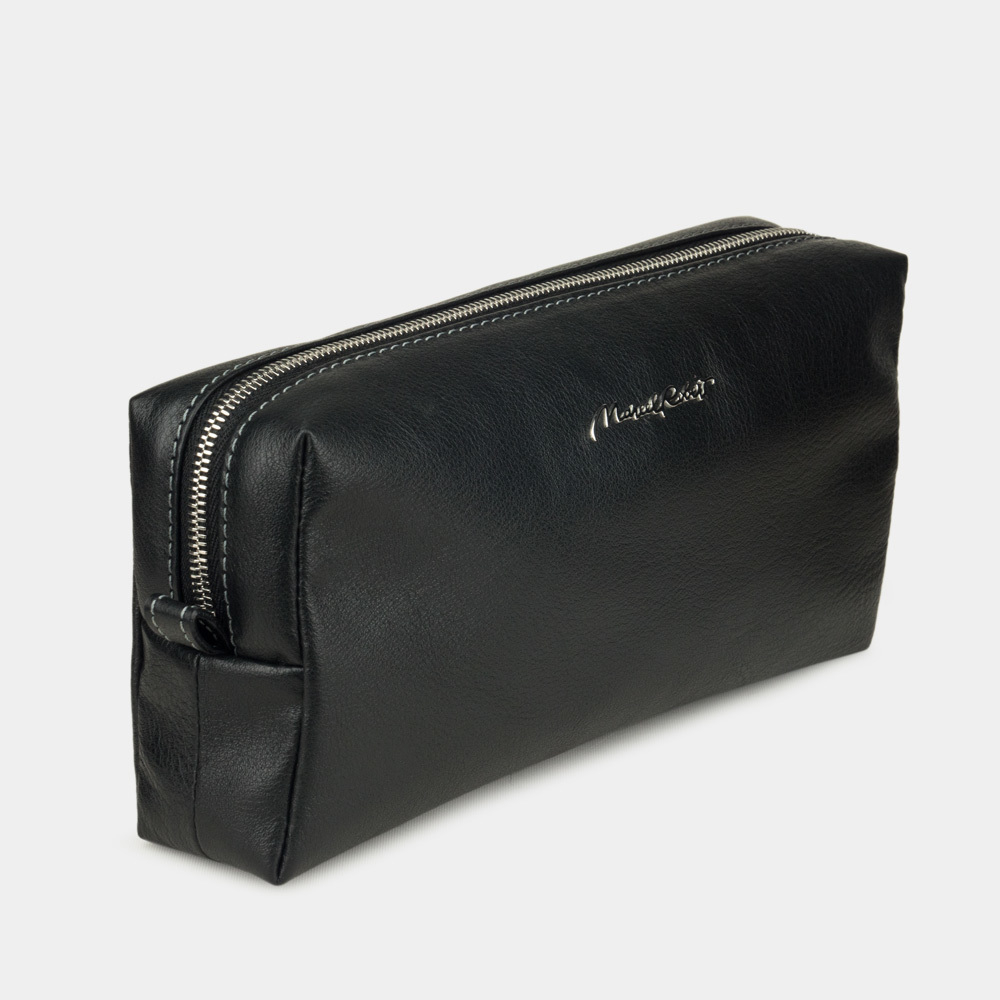 Женская косметичка Briquette Easy из натуральной кожи теленка, черного цвета