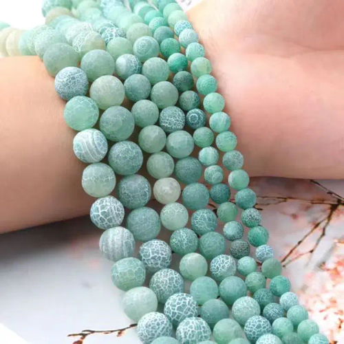 Африканский Агат бусины 4/6/8/10 мм, на нитке 38 см, цвет: Зеленый