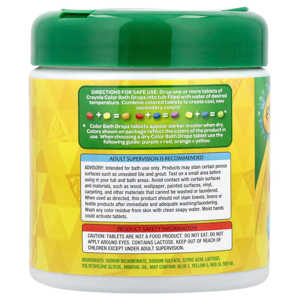 Crayola, Shaker Bath Dropz, для детей старше 3 лет, без отдушек, 60 таблеток, 102 г (3,59 унции)