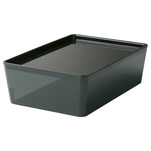 Коробка с крышкой IKEA KUGGIS (КУГГИС), Черный, 18x26x8 см