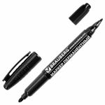 Маркер перманентный (нестираемый) BRAUBERG двусторонний, ЧЕРНЫЙ, круглый наконечник, 2-4 мм, 150836