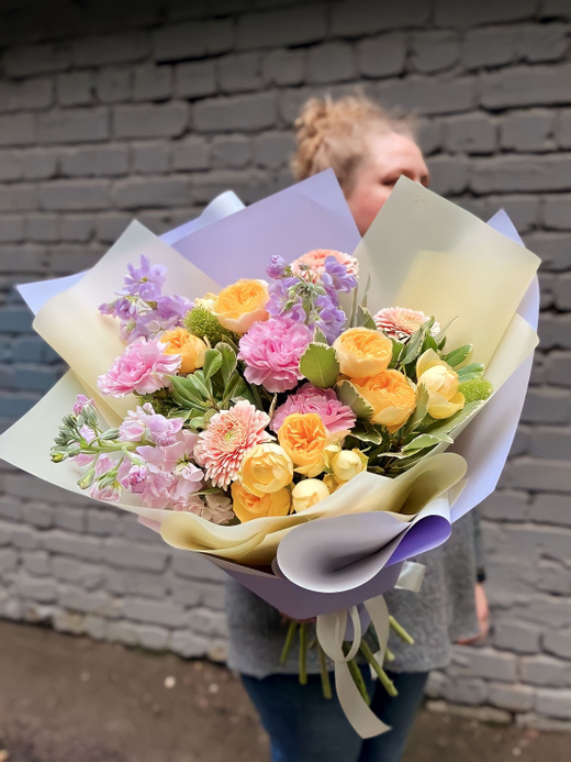 Букет "Персик в лаванде"