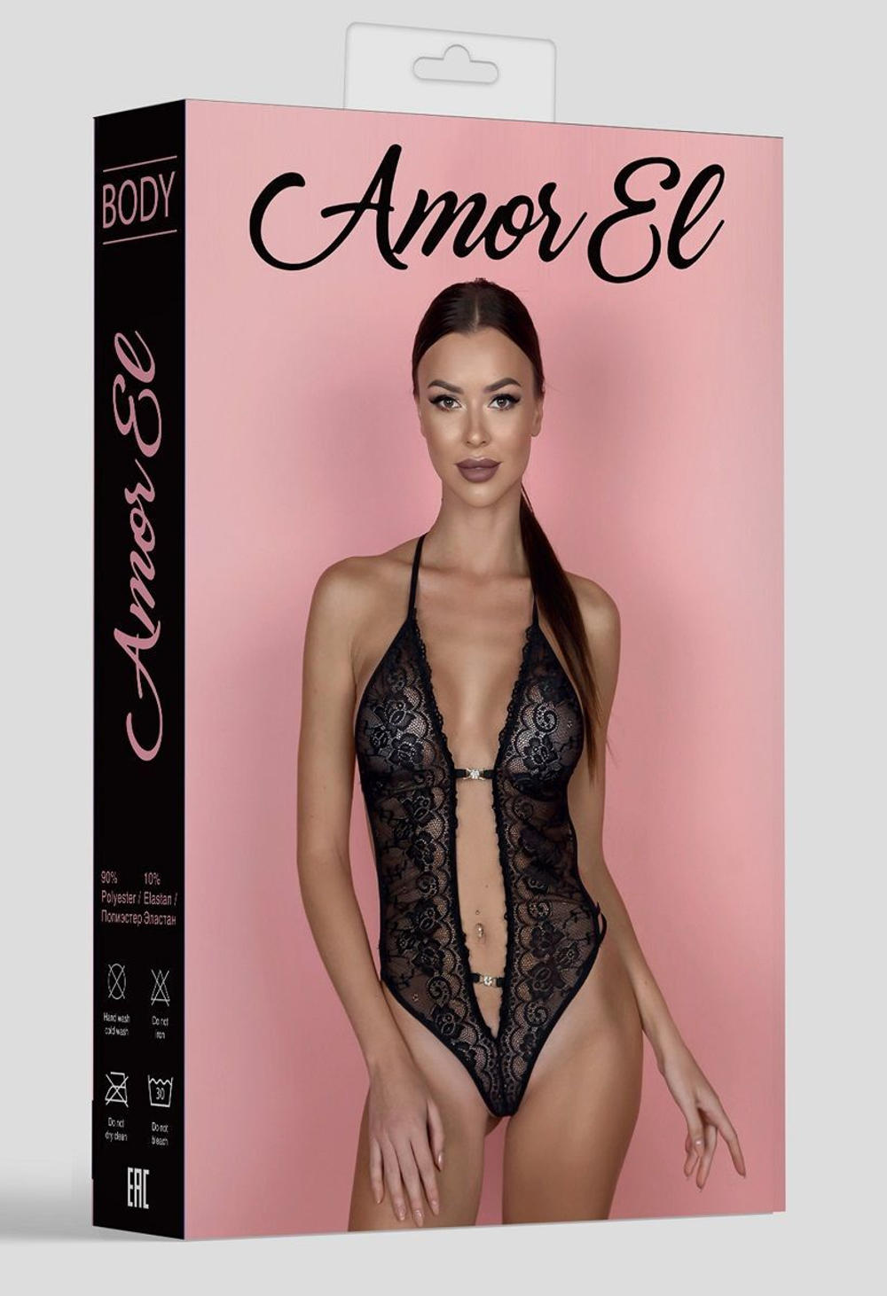 Чарующее боди с металлическими перемычками (Размер: L-XL) (Цвет: черный)