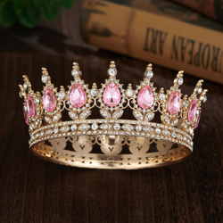 Декоративная корона на торт, золото (Розовые камни)
