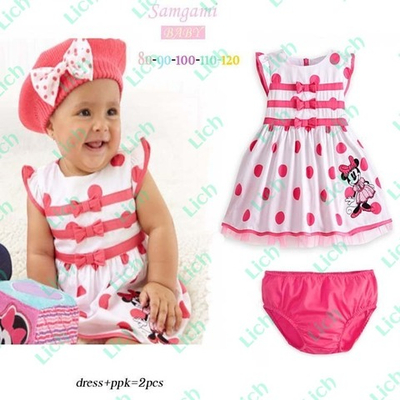 Комплект из платья с трусами с принтом Мини Маус и бантами