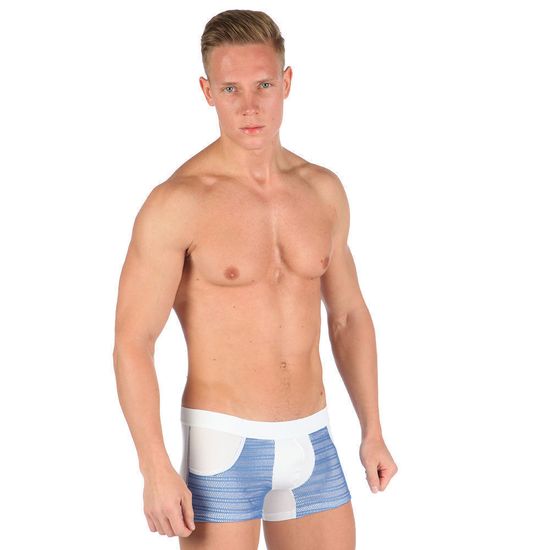 Мужские трусы боксеры белые с синими вставками карманами Doreanse 1762 White