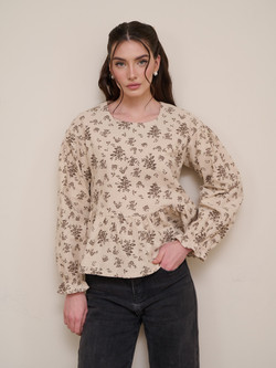 Блузка с баской с длинным рукавом