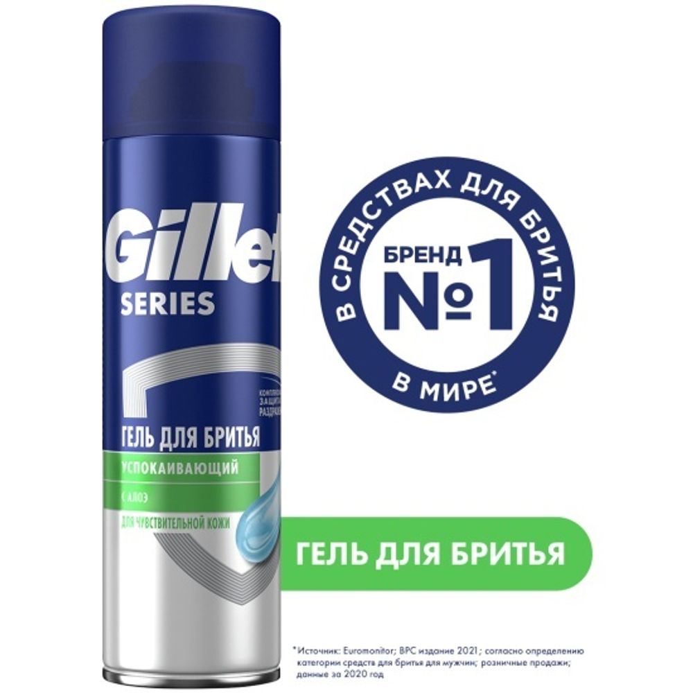 GILLETTE TGS 200мл. Гель для бритья Sensitive (для чувствительной кожи) с алоэ