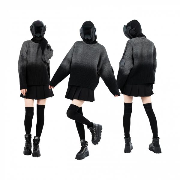 Свитер Fade Spray-Painted Heavyweight Cropped Knitted серый - фото 2