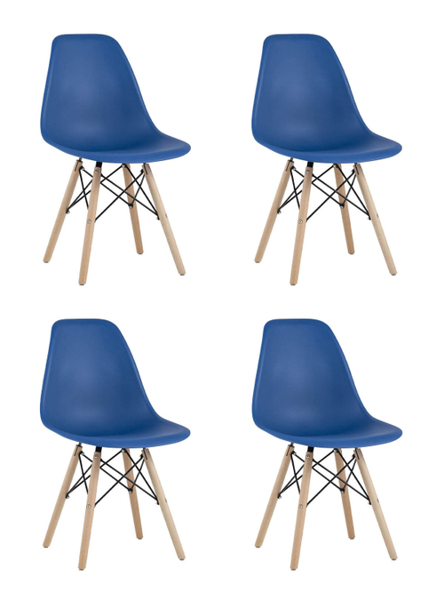 Стул Eames Style DSW синий x4 (разборный каркас)