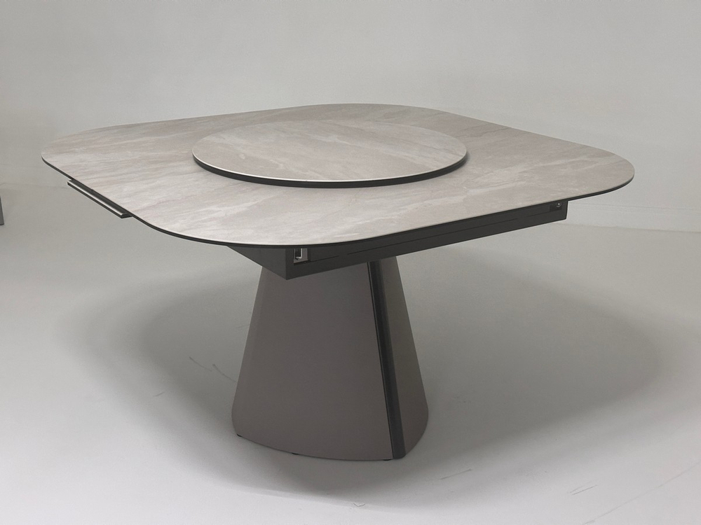 Стол RUBEN 132 TL-109 Серый мрамор, испанская керамика, стекло / Латте, ®DISAUR