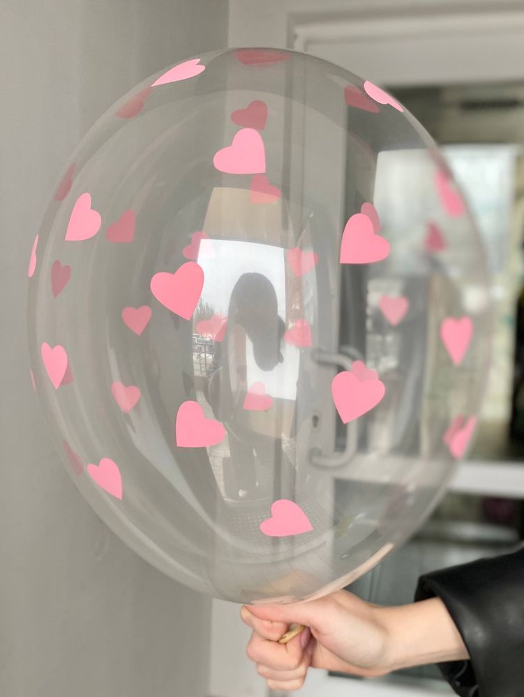 Воздушный шар с рисунком сердца розовые 35см ПАЛИТРА №4347